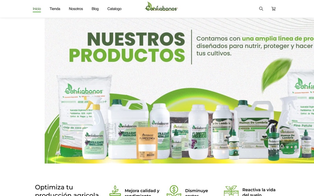 Página de productos de confiabonos.co