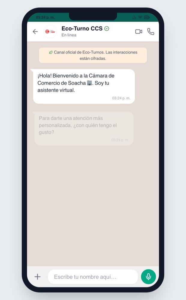 Turno solicitado y seguido por WhatsApp