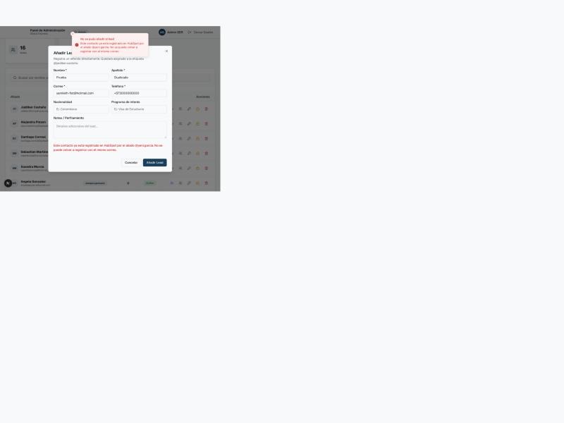 Panel de administración y control de referidos con validación HubSpot